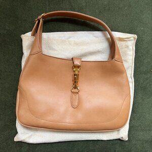 Vintage Gucci Jackie Handbag in Light Brown Leather